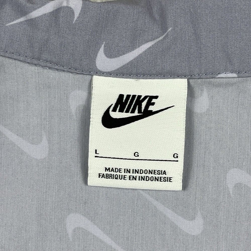 Nike Shirt Womens Large Indigo Haze NSW Everyday MOD Woven AOP Swoosh Ladies Top - Picture 3 of 10